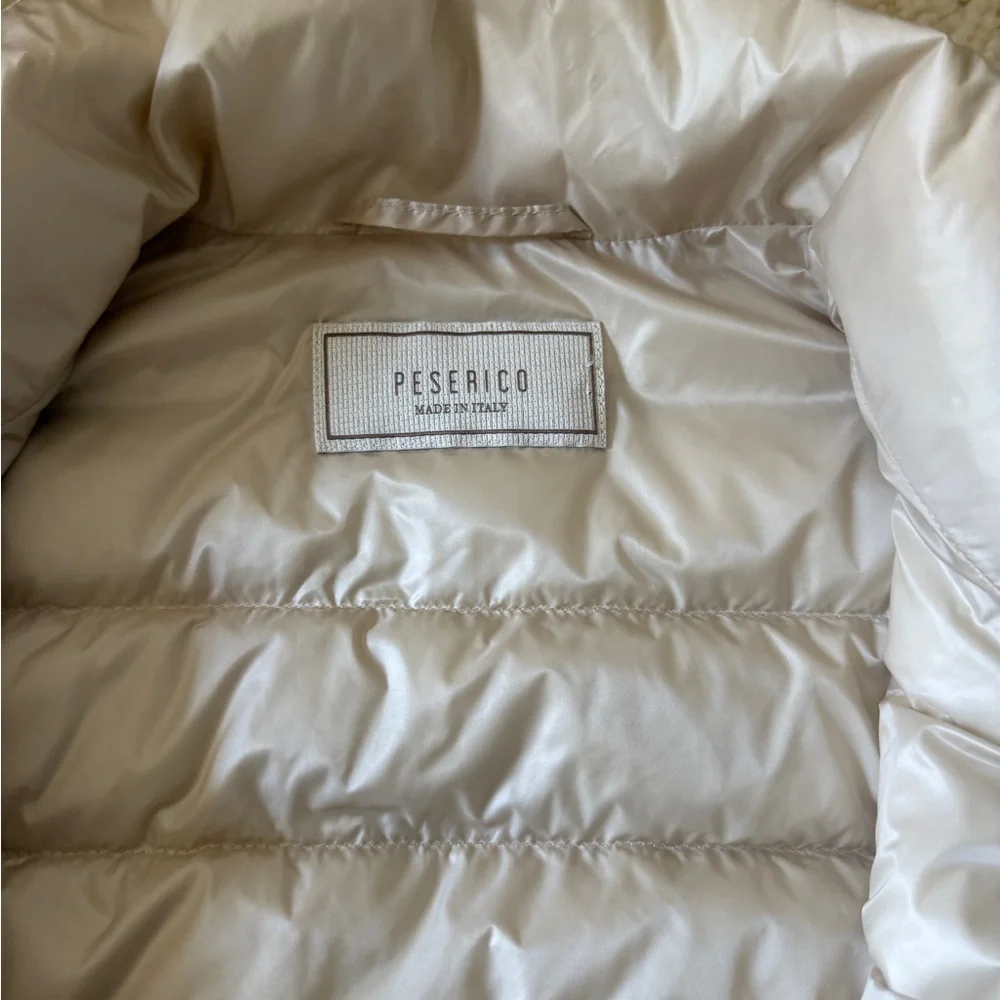 Peserico Cream Ecru Short-Sleeved Goose Down Puffer Jacket size 42 - Picture 6 of 13